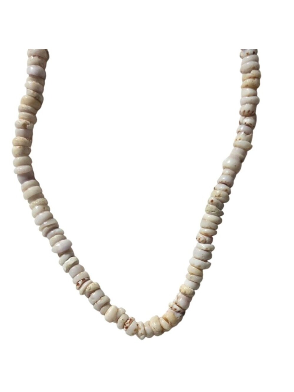 White Shell Beaded Necklace Boho Beach Core Surfer Vacation Jewelry Barrel Clasp